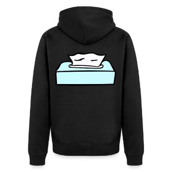 Kosmetik - Zeichnung - Unisex Premium Bio Zip Hoodie - Schwarz - Hinten - Nico (187cm)