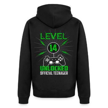 14. Geburtstag Gamer - Official Teenager - Unisex Premium Bio Zip Hoodie - Schwarz - Hinten - Nico (187cm)