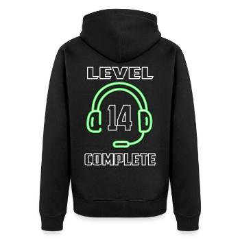 14. Geburtstag 14 Jahre Gamer Geschenk Jugendweihe - Unisex Premium Bio Zip Hoodie - Schwarz - Hinten - Nico (187cm)