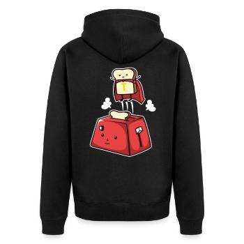Toastbrot Toast Superheld Superkraft - Unisex Premium Bio Zip Hoodie - Schwarz - Hinten - Nico (187cm)