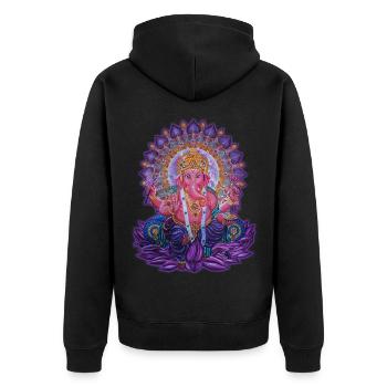 Ganesha 1 - Unisex Premium Bio Zip Hoodie - Schwarz - Hinten - Nico (187cm)