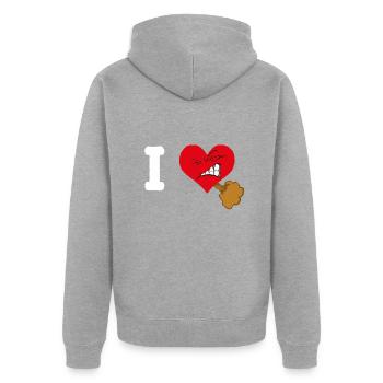 Pupsen Furzen Pups Furz Blähungen Geschenk - Unisex Premium Bio Zip Hoodie - Grau meliert - Hinten - Nico (187cm)