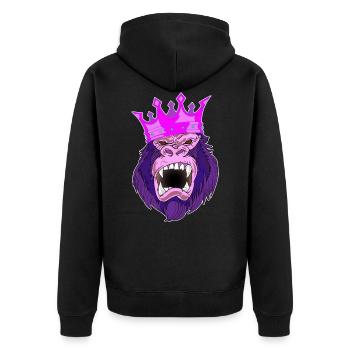 pink gorillaking - Unisex Premium Organic Zip Hoodie - black - Back - Nico (187cm)