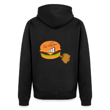 Burger Fast Food Pupsen Furzen Blähungen Geschenk - Unisex Premium Bio Zip Hoodie - Schwarz - Hinten - Nico (187cm)