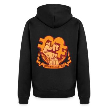 Bitcoin - Unisex Premium Bio Zip Hoodie - Schwarz - Hinten - Nico (187cm)