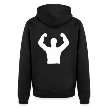 Sport Sieg Gewinner Fitness Bodybuilding Geschenk - Unisex Premium Bio Zip Hoodie - Schwarz - Hinten - Nico (187cm)