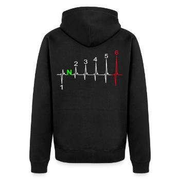 Herzschlag Motorrad EKG Linie Gangschaltung 6 Gang - Unisex Premium Bio Zip Hoodie - Schwarz - Hinten - Nico (187cm)
