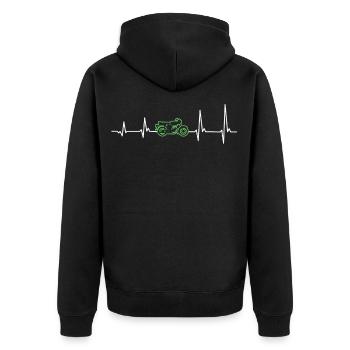Moped Mofa 2 Bar Heartbeat Gift - Unisex Premium Organic Zip Hoodie - black - Back - Nico (187cm)