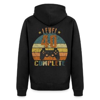 40. Geburtstag Gamer, 1980, 40 Jahre Geschenk - Unisex Premium Bio Zip Hoodie - Schwarz - Hinten - Nico (187cm)