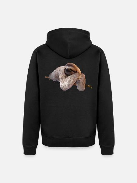 Faultier Sloth Geschenk Idee - Unisex Premium Bio Zip Hoodie - Schwarz