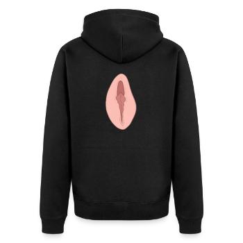 Vagina Pussy Muschi Geschlechtsteil Geburtstag - Unisex Premium Bio Zip Hoodie - Schwarz - Hinten - Nico (187cm)