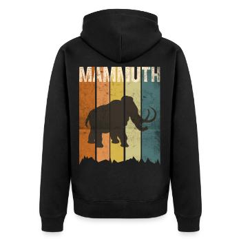 Vintage Sunset Mammuth Tier Geschenk - Unisex Premium Bio Zip Hoodie - Schwarz - Hinten - Nico (187cm)