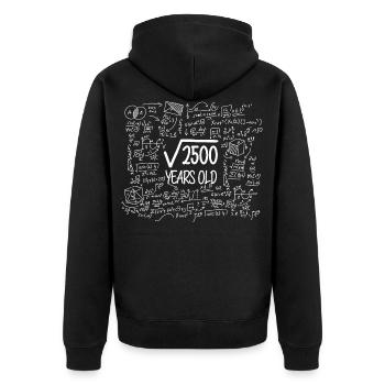 50th birthday gift root of 2500 nerd - Unisex Premium Organic Zip Hoodie - black - Back - Nico (187cm)