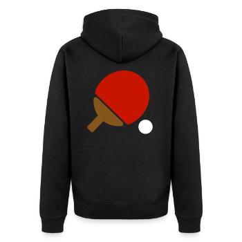 Tischtennis Tischtennisball Tischtennisschläger - Unisex Premium Bio Zip Hoodie - Schwarz - Hinten - Nico (187cm)