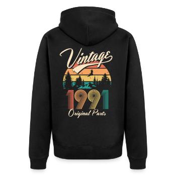 Vintage 1991 30e anniversaire cadeau de trente ans - Veste à capuche bio Premium Unisexe - noir - Dos - Nico (187cm)