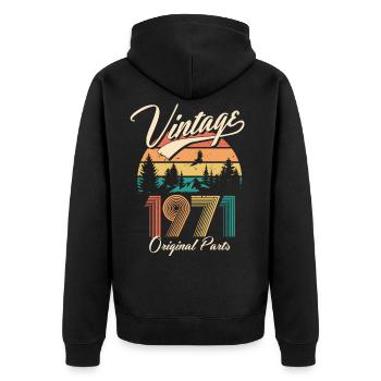 Vintage 1971 50th Birthday Fiftieth Gift - Unisex Premium Organic Zip Hoodie - black - Back - Nico (187cm)