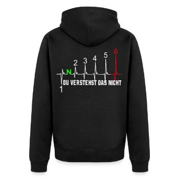 Herzschlag Motorrad EKG Linie Gangschaltung 6 Gang - Unisex Premium Bio Zip Hoodie - Schwarz - Hinten - Nico (187cm)