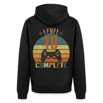 10 Geburtstag Gamer 10 Jahre Geschenk - Unisex Premium Bio Zip Hoodie - Schwarz - Hinten - Nico (187cm)