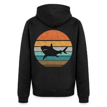 retro shark costume megalodon shark - Unisex Premium Organic Zip Hoodie - black - Back - Nico (187cm)