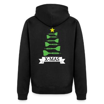 Weihnachten Dart Pfeil Dartscheibe Darts X-Mas - Unisex Premium Bio Zip Hoodie - Schwarz - Hinten - Nico (187cm)