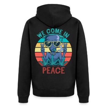 Alien Kiffer Cannabis Auserirdische - Unisex Premium Bio Zip Hoodie - Schwarz - Hinten - Nico (187cm)