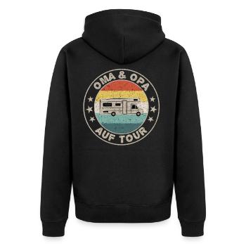 Oma & Opa auf Tour Vintage Retro - Unisex Premium Bio Zip Hoodie - Schwarz - Hinten - Nico (187cm)