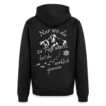 Nur wo du zu Fuß warst, bist du ... - Unisex Premium Bio Zip Hoodie - Schwarz - Hinten - Nico (187cm)