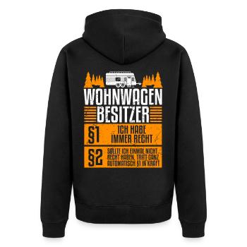 Regeln für Wohnwagen Besitzer Camping - Unisex Premium Bio Zip Hoodie - Schwarz - Hinten - Nico (187cm)