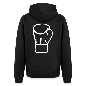 Boxhandschuh Boxen Boxer Boxhandschuhe Kampfsport - Unisex Premium Bio Zip Hoodie - Schwarz - Hinten - Nico (187cm)