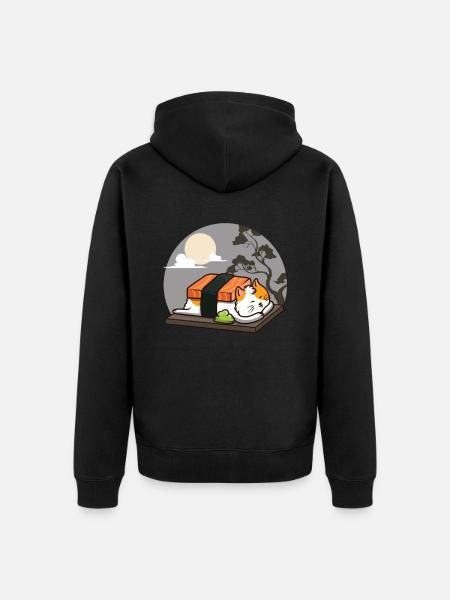 Chat sushi - Veste à capuche bio Premium Unisexe - noir