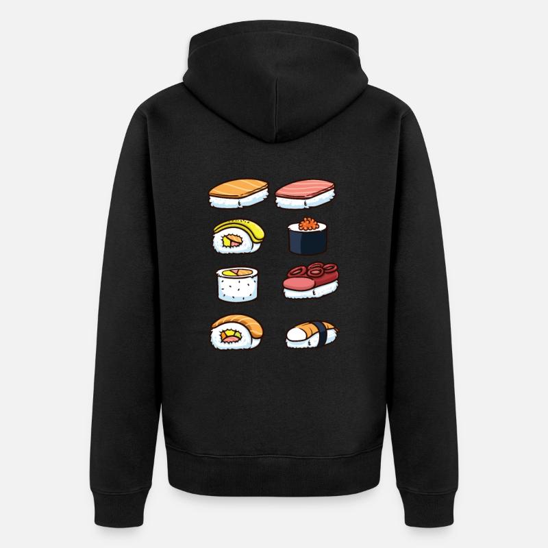 assiette de sushi - Veste à capuche bio Premium Unisexe - noir