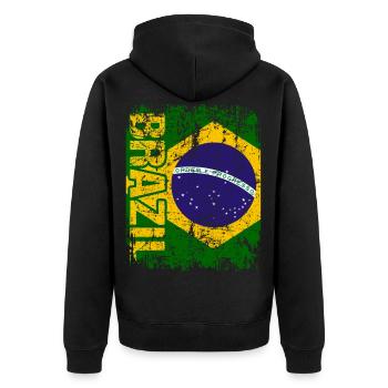 Brazil - Unisex Premium Bio Zip Hoodie - Schwarz - Hinten - Nico (187cm)