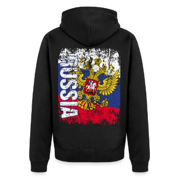 Russia - Unisex Premium Bio Zip Hoodie - Schwarz - Hinten - Nico (187cm)