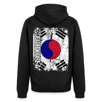 South Korea - Unisex Premium Bio Zip Hoodie - Schwarz - Hinten - Nico (187cm)