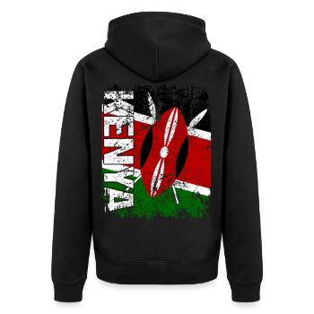 Kenya - Unisex Premium Bio Zip Hoodie - Schwarz - Hinten - Nico (187cm)
