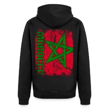 Morocco - Unisex Premium Bio Zip Hoodie - Schwarz - Hinten - Nico (187cm)