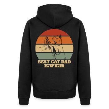 Cats Dad Best Cat Dad Ever Kitten Retro - Unisex Premium Organic Zip Hoodie - black - Back - Nico (187cm)