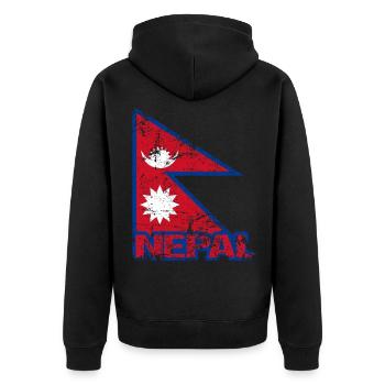 Nepal - Unisex Premium Bio Zip Hoodie - Schwarz - Hinten - Nico (187cm)