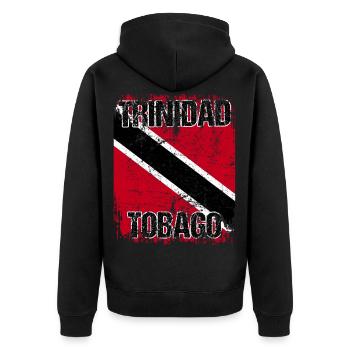 Trinidad Tobago - Unisex Premium Bio Zip Hoodie - Schwarz - Hinten - Nico (187cm)