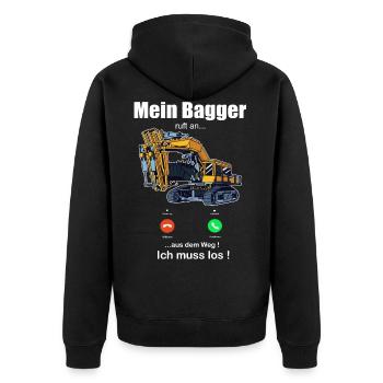 Bagger ruft an Baumaschinen Baggerfahrer - Unisex Premium Bio Zip Hoodie - Schwarz - Hinten - Nico (187cm)