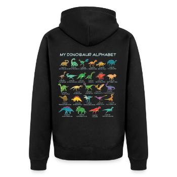 Dinosaurus all types - Unisex Premium Bio Zip Hoodie - Schwarz - Hinten - Nico (187cm)