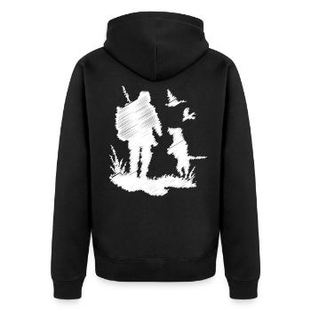 Chasseur Chasse Chasse Doodle I - Veste à capuche bio Premium Unisexe - noir - Dos - Nico (187cm)