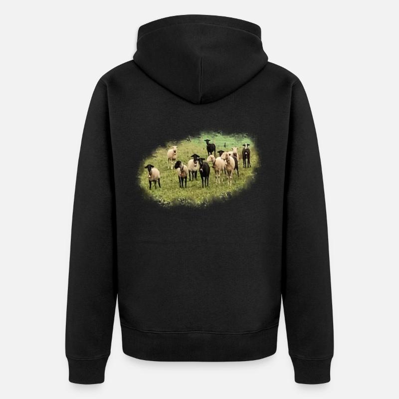 Schafe - Unisex Premium Bio Zip Hoodie - Schwarz