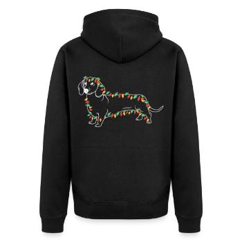 Dachshund Christmas funny dog - Unisex Premium Organic Zip Hoodie - black - Back - Nico (187cm)