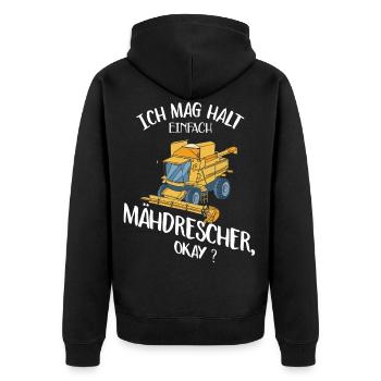 Mähdrescher Landwirt Landwirtschaft Fun Geschenk - Unisex Premium Bio Zip Hoodie - Schwarz - Hinten - Nico (187cm)