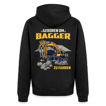 Bagger Baumaschinen Baggerfahrer Geschenkidee - Unisex Premium Bio Zip Hoodie - Schwarz - Hinten - Nico (187cm)
