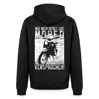 Nur Noch dieses Eine Moped Mokick Biker Lustig Fun - Unisex Premium Bio Zip Hoodie - Schwarz - Hinten - Nico (187cm)