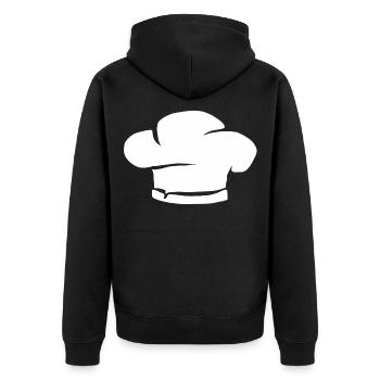 Kochen Koch Bäcker Geschenk Kochhut Köchin Backen - Unisex Premium Bio Zip Hoodie - Schwarz - Hinten - Nico (187cm)