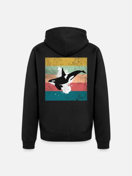 Orca Love Stamp - Unisex Premium Organic Zip Hoodie - black