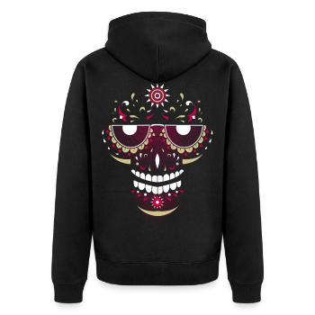 Crâne souriant - Veste à capuche bio Premium Unisexe - noir - Dos - Nico (187cm)